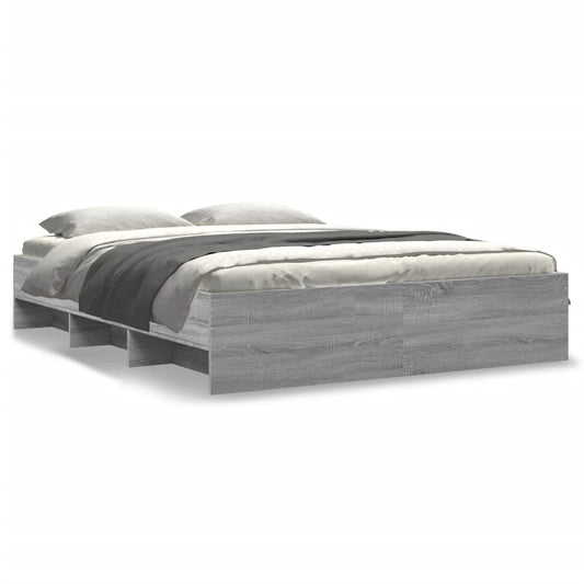 vidaXL Bed Frame without Mattress Grey Sonoma 150x200 cm King Size Engineered Wood