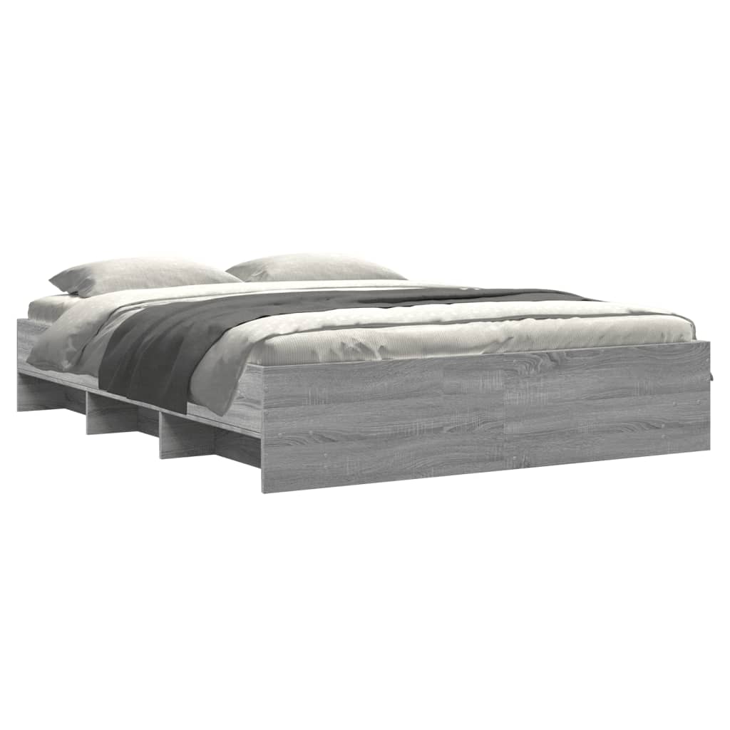vidaXL Bed Frame without Mattress Grey Sonoma 150x200 cm King Size Engineered Wood