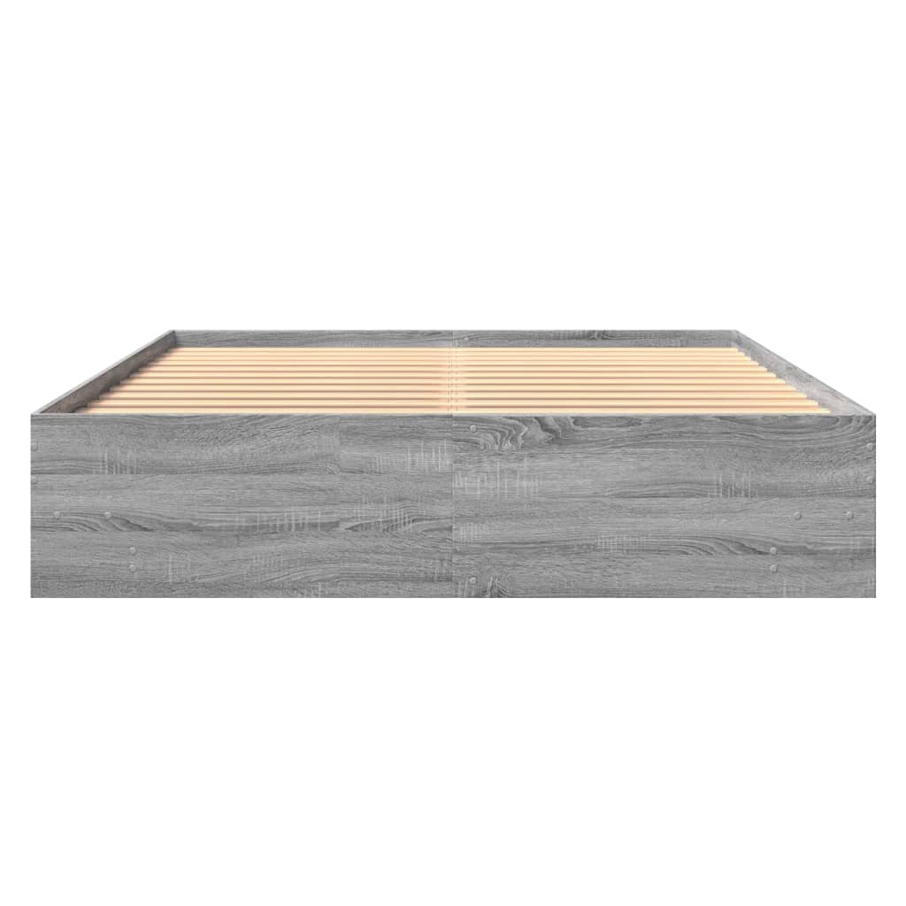vidaXL Bed Frame without Mattress Grey Sonoma 150x200 cm King Size Engineered Wood