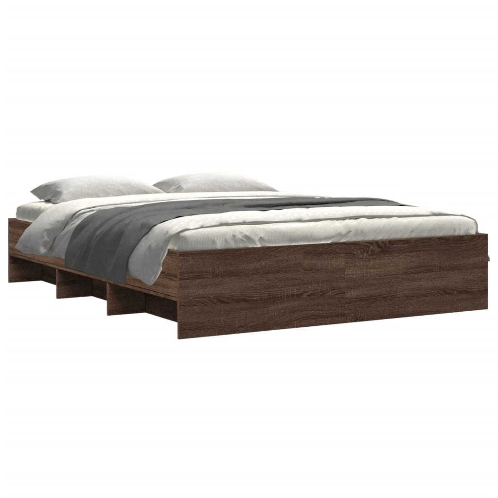 vidaXL Bed Frame without Mattress Brown Oak 150x200 cm King Size Engineered Wood