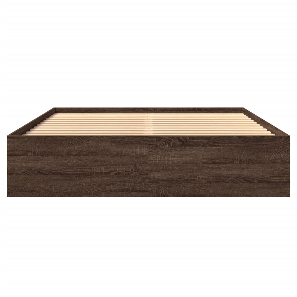 vidaXL Bed Frame without Mattress Brown Oak 150x200 cm King Size Engineered Wood