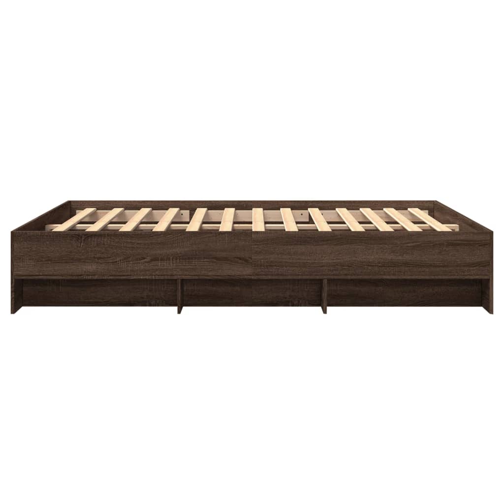 vidaXL Bed Frame without Mattress Brown Oak 150x200 cm King Size Engineered Wood
