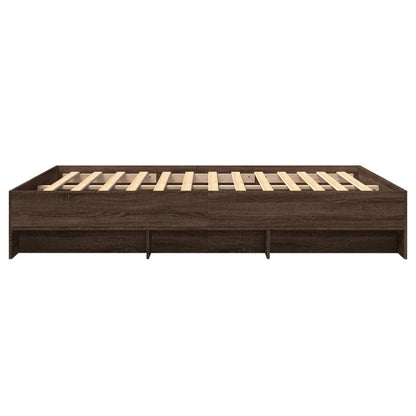 vidaXL Bed Frame without Mattress Brown Oak 150x200 cm King Size Engineered Wood