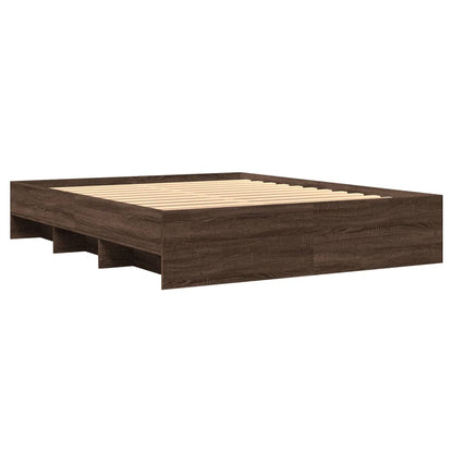 vidaXL Bed Frame without Mattress Brown Oak 150x200 cm King Size Engineered Wood