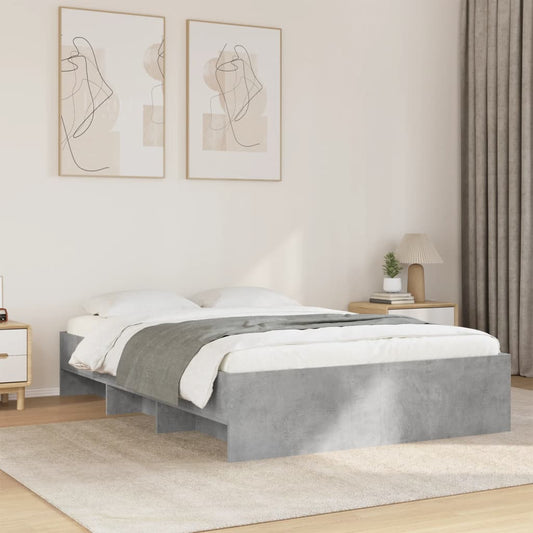 vidaXL Bed Frame | Concrete grey | Engineered wood frame, plywood slats | Double