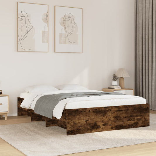 vidaXL Bed Frame | Smoked Oak | Engineered wood | 140 x 200 cm | Bed Frame