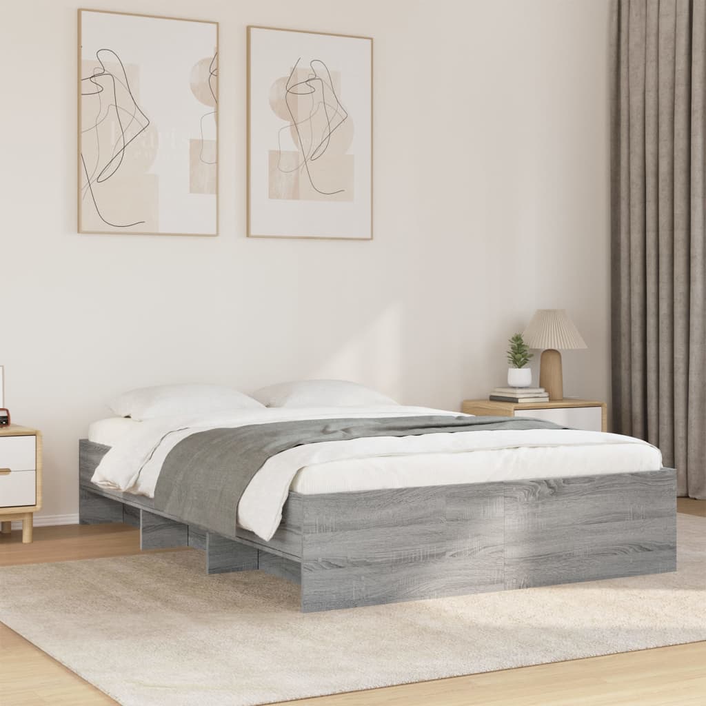 vidaXL Bed Frame | Grey Sonoma | Engineered Wood, Plywood | AU Double