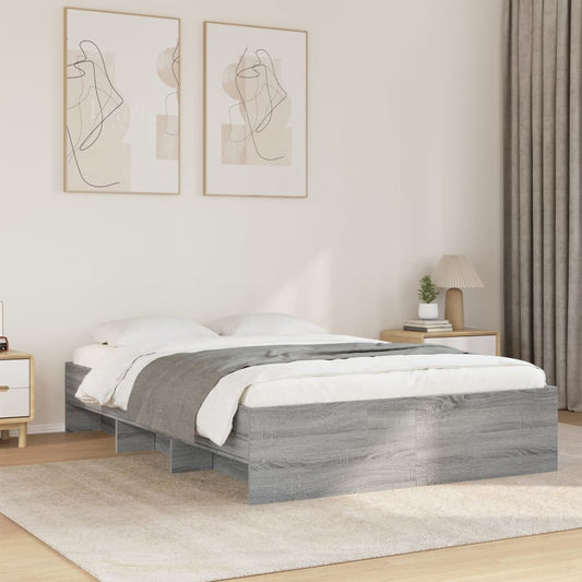 vidaXL Bed Frame | Grey Sonoma | Engineered Wood, Plywood | AU Double