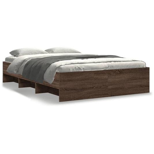 vidaXL Bed Frame | Brown Oak | Engineered Wood | 140x200 | Bed Frame