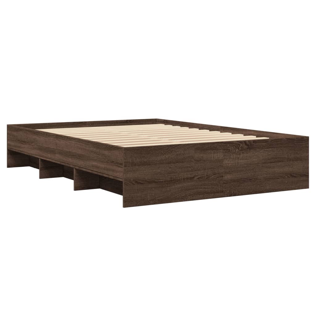 vidaXL Bed Frame | Brown Oak | Engineered Wood | 140x200 | Bed Frame