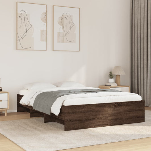 vidaXL Bed Frame | Brown Oak | Engineered Wood | 140x200 | Bed Frame