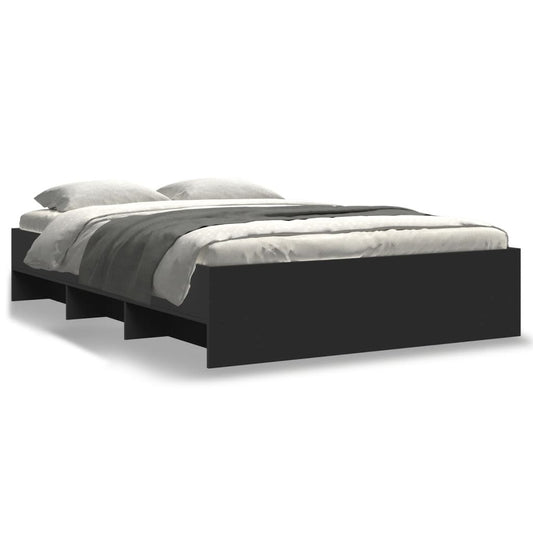 vidaXL Bed Frame | Black | Engineered wood, Plywood | Double | Bed Frame