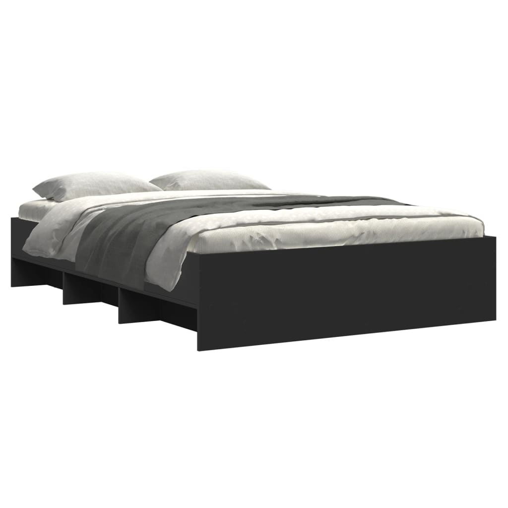 vidaXL Bed Frame | Black | Engineered wood, Plywood | Double | Bed Frame