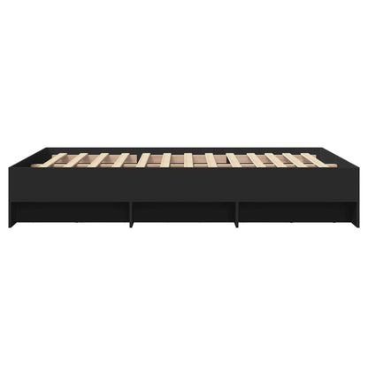 vidaXL Bed Frame | Black | Engineered wood, Plywood | Double | Bed Frame