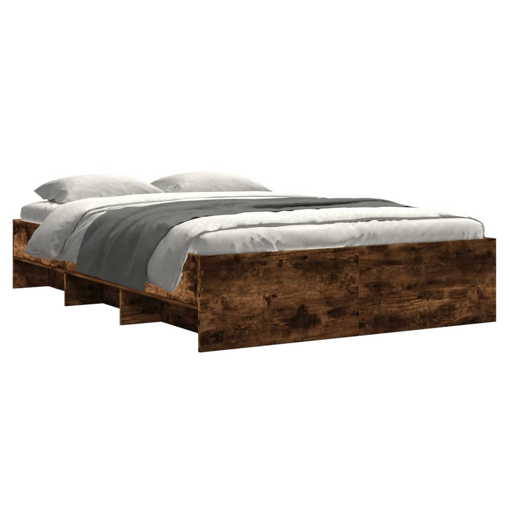 vidaXL Bed Frame without Mattress Smoked Oak 120x200 cm Engineered Wood