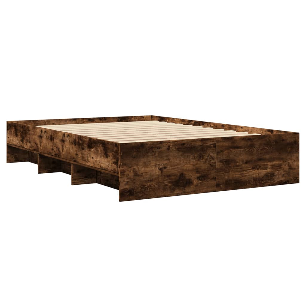 vidaXL Bed Frame without Mattress Smoked Oak 120x200 cm Engineered Wood