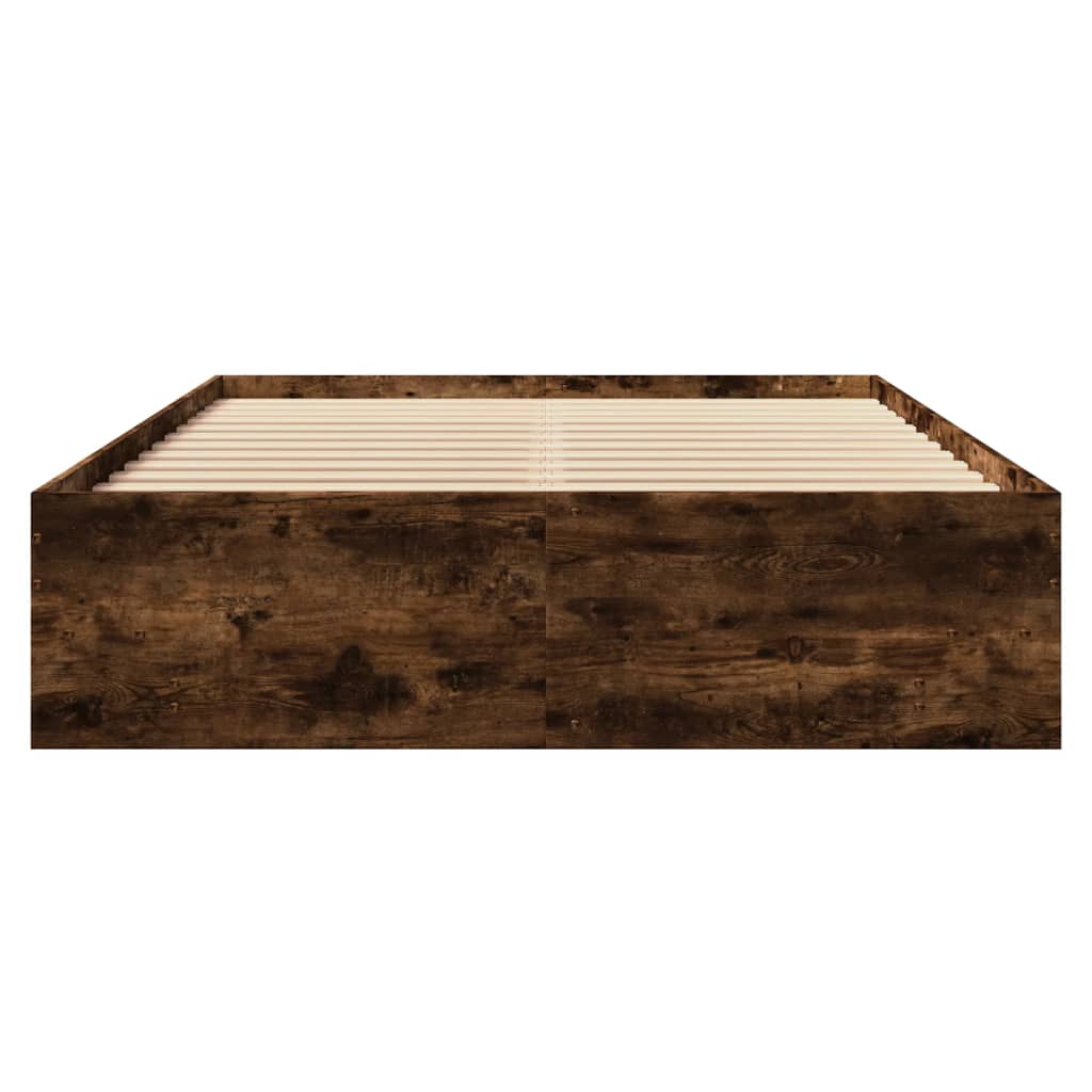 vidaXL Bed Frame without Mattress Smoked Oak 120x200 cm Engineered Wood