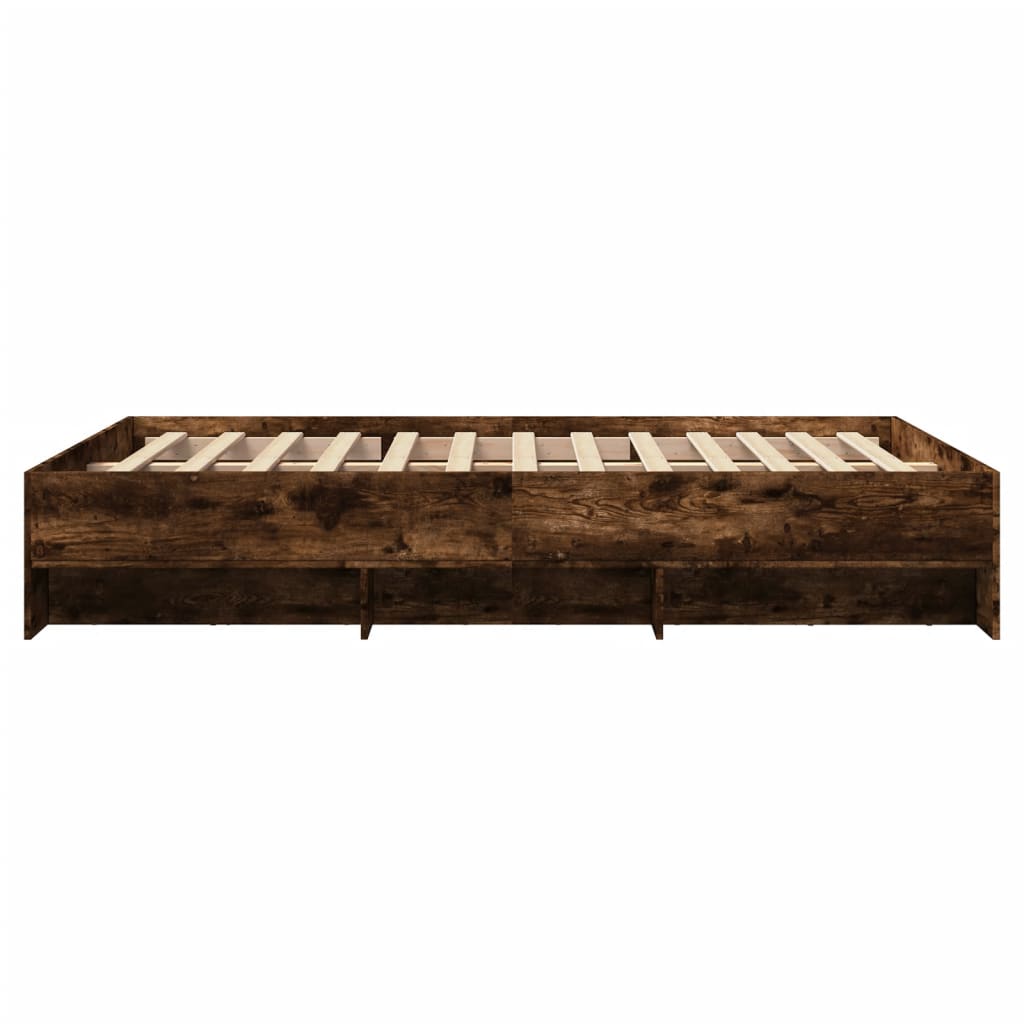vidaXL Bed Frame without Mattress Smoked Oak 120x200 cm Engineered Wood