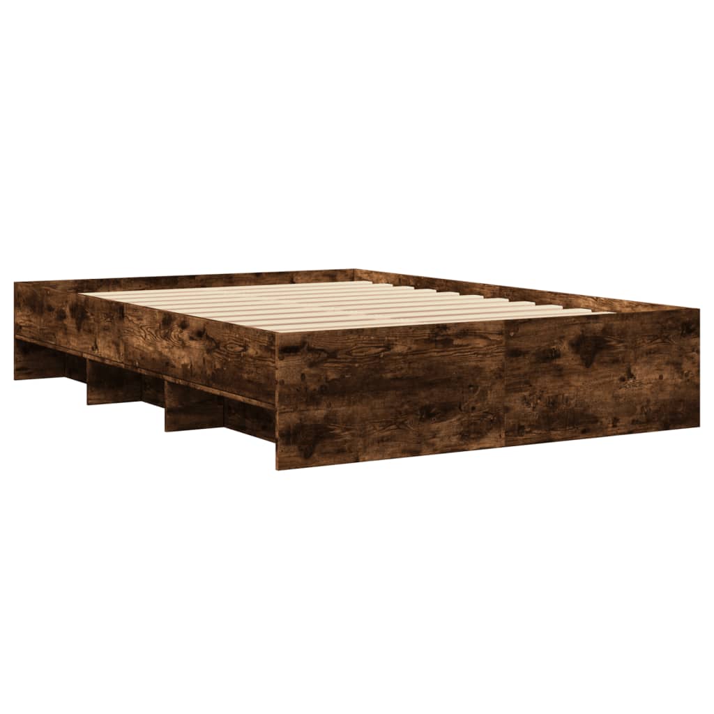 vidaXL Bed Frame without Mattress Smoked Oak 120x200 cm Engineered Wood