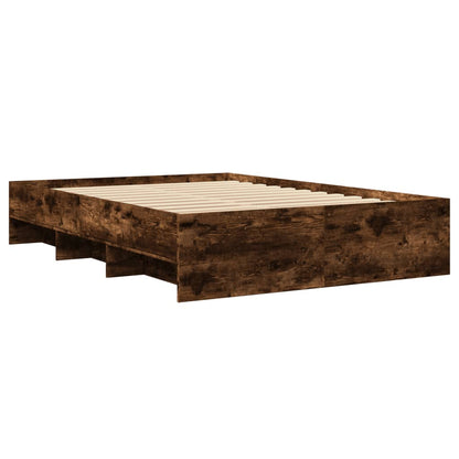 vidaXL Bed Frame without Mattress Smoked Oak 120x200 cm Engineered Wood