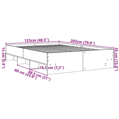 vidaXL Bed Frame without Mattress Smoked Oak 120x200 cm Engineered Wood