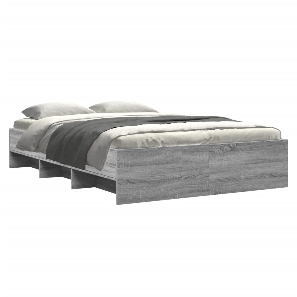 vidaXL Bed Frame | Grey Sonoma | Engineered wood with plywood slats | Double