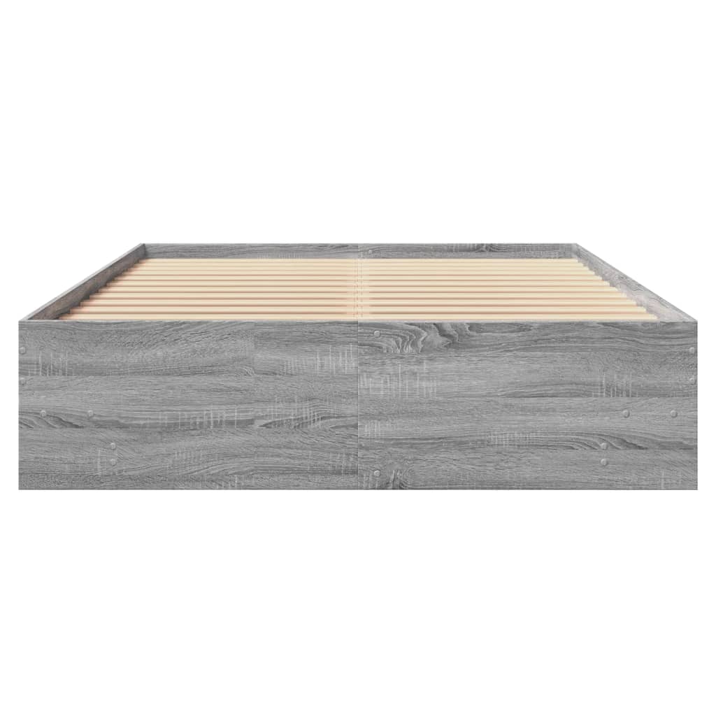 vidaXL Bed Frame | Grey Sonoma | Engineered wood with plywood slats | Double