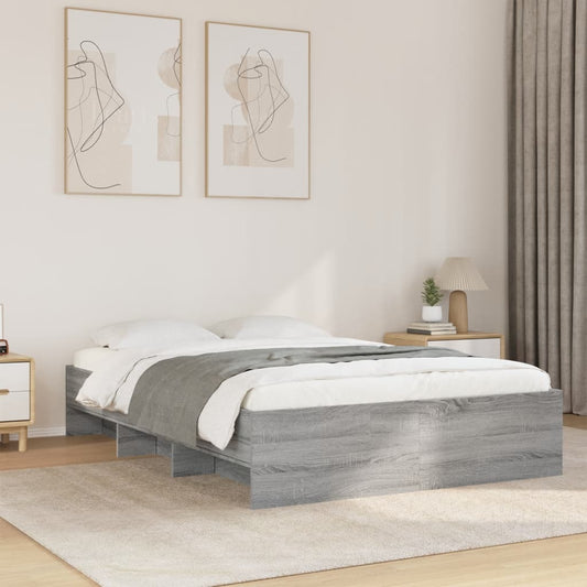 vidaXL Bed Frame | Grey Sonoma | Engineered wood with plywood slats | Double
