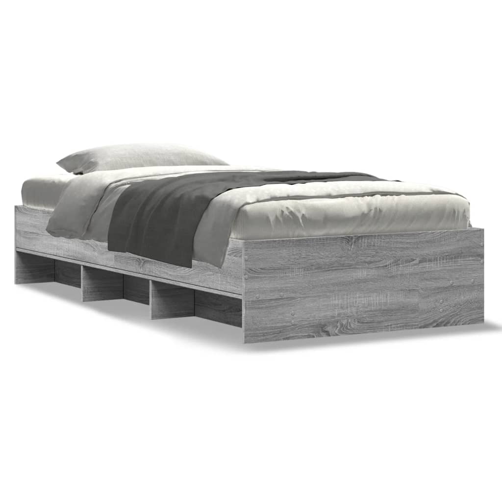 vidaXL Bed Frame without Mattress Grey Sonoma 100x200 cm Engineered Wood