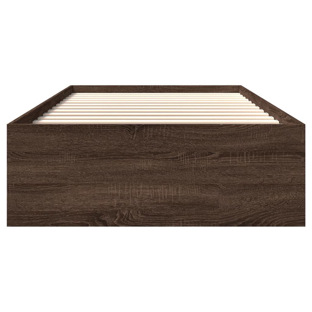 vidaXL Bed Frame without Mattress Brown Oak 100x200 cm Engineered Wood
