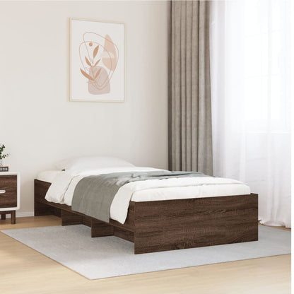 vidaXL Bed Frame without Mattress Brown Oak 100x200 cm Engineered Wood
