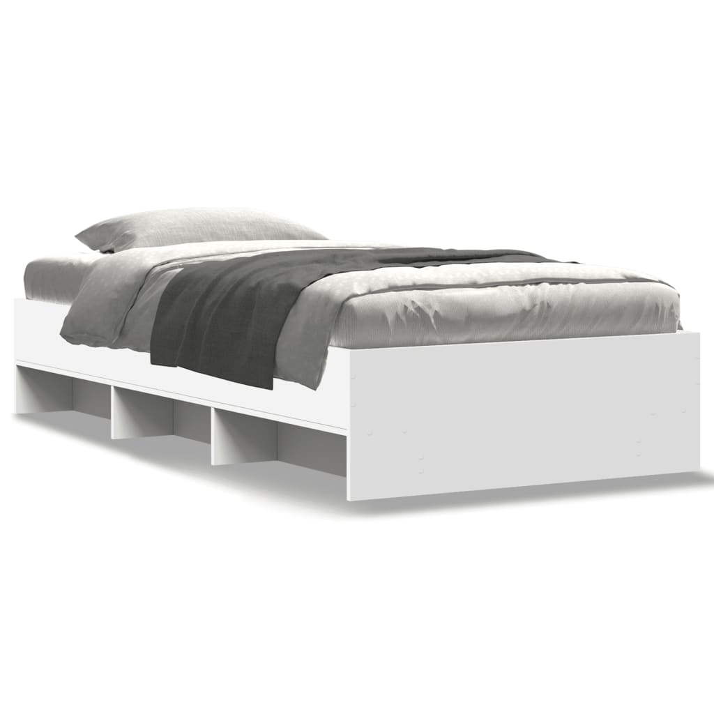 vidaXL Bed Frame | White | Engineered Wood, Plywood | 90 x 200 cm | Bed Frame