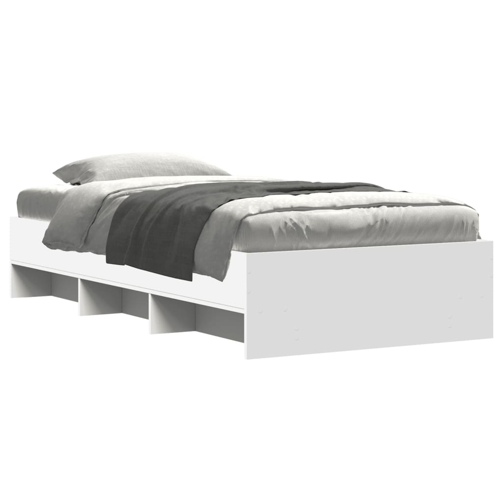 vidaXL Bed Frame | White | Engineered Wood, Plywood | 90 x 200 cm | Bed Frame