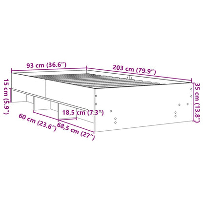 vidaXL Bed Frame | White | Engineered Wood, Plywood | 90 x 200 cm | Bed Frame