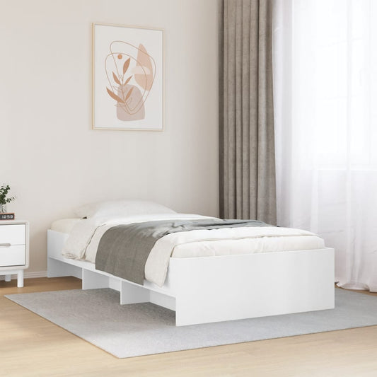vidaXL Bed Frame | White | Engineered Wood, Plywood | 90 x 200 cm | Bed Frame