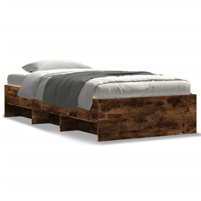 vidaXL Bed Frame | Smoked Oak | Engineered Wood, Plywood | 90x200 cm | Bed Frame