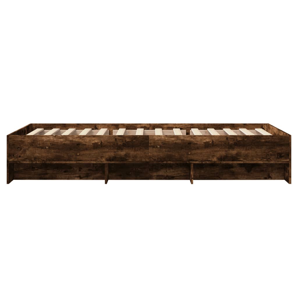 vidaXL Bed Frame | Smoked Oak | Engineered Wood, Plywood | 90x200 cm | Bed Frame