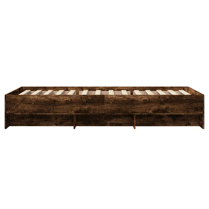 vidaXL Bed Frame | Smoked Oak | Engineered Wood, Plywood | 90x200 cm | Bed Frame