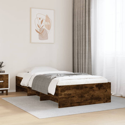 vidaXL Bed Frame | Smoked Oak | Engineered Wood, Plywood | 90x200 cm | Bed Frame