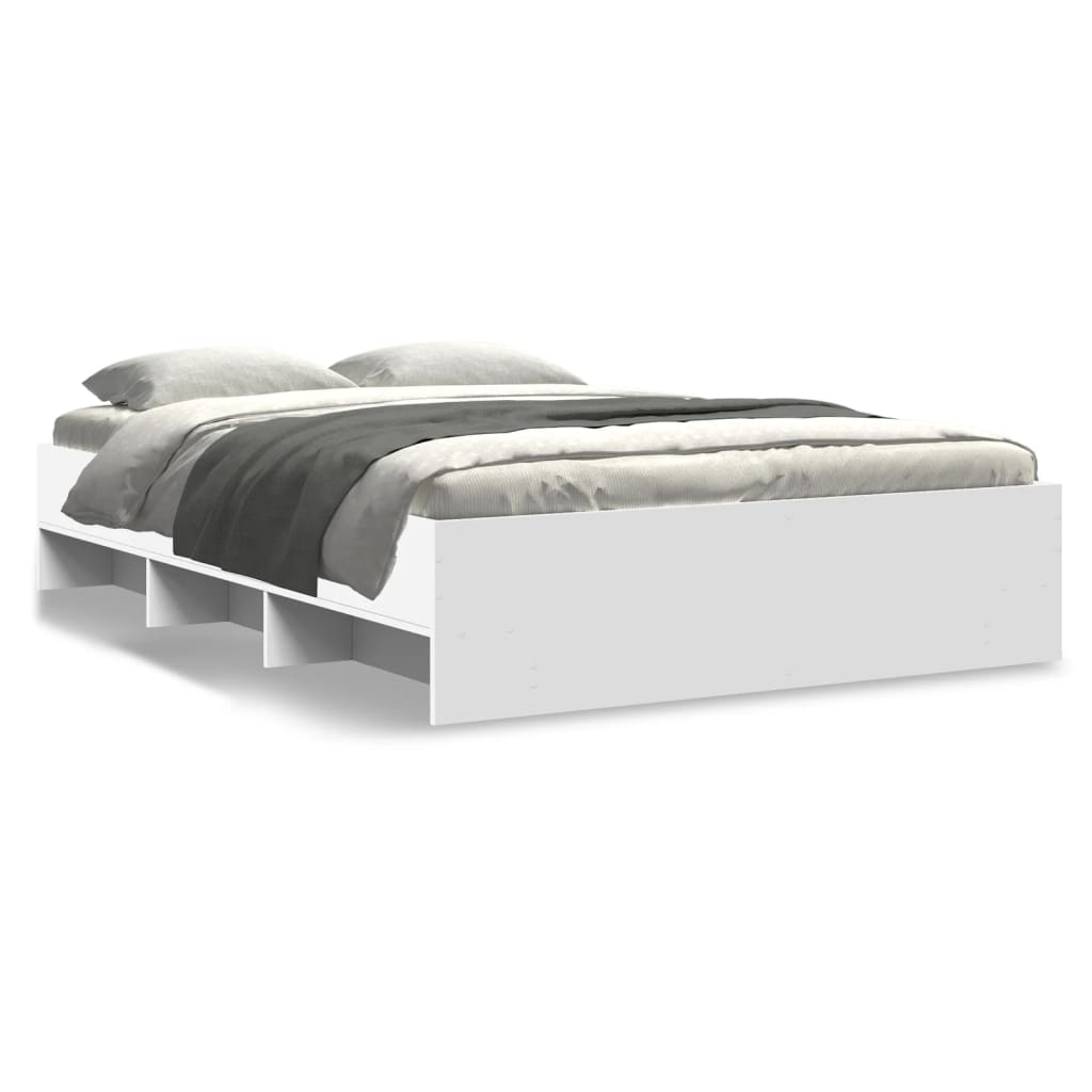 vidaXL Bed Frame | White | Engineered wood | 140x190 cm | Bed Frame