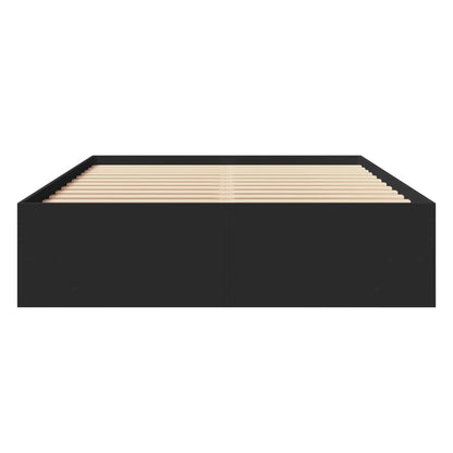 vidaXL Bed Frame | Black | Engineered Wood | 140x190 cm | Bed Frame