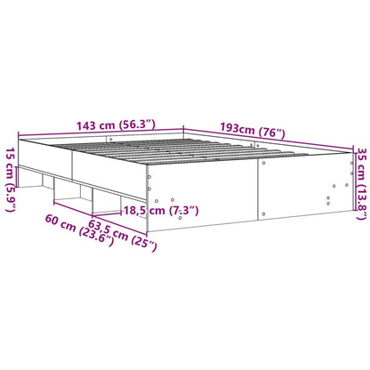 vidaXL Bed Frame | Black | Engineered Wood | 140x190 cm | Bed Frame