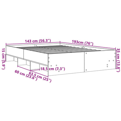 vidaXL Bed Frame | Grey Sonoma | Engineered wood | Double | Bed Frame