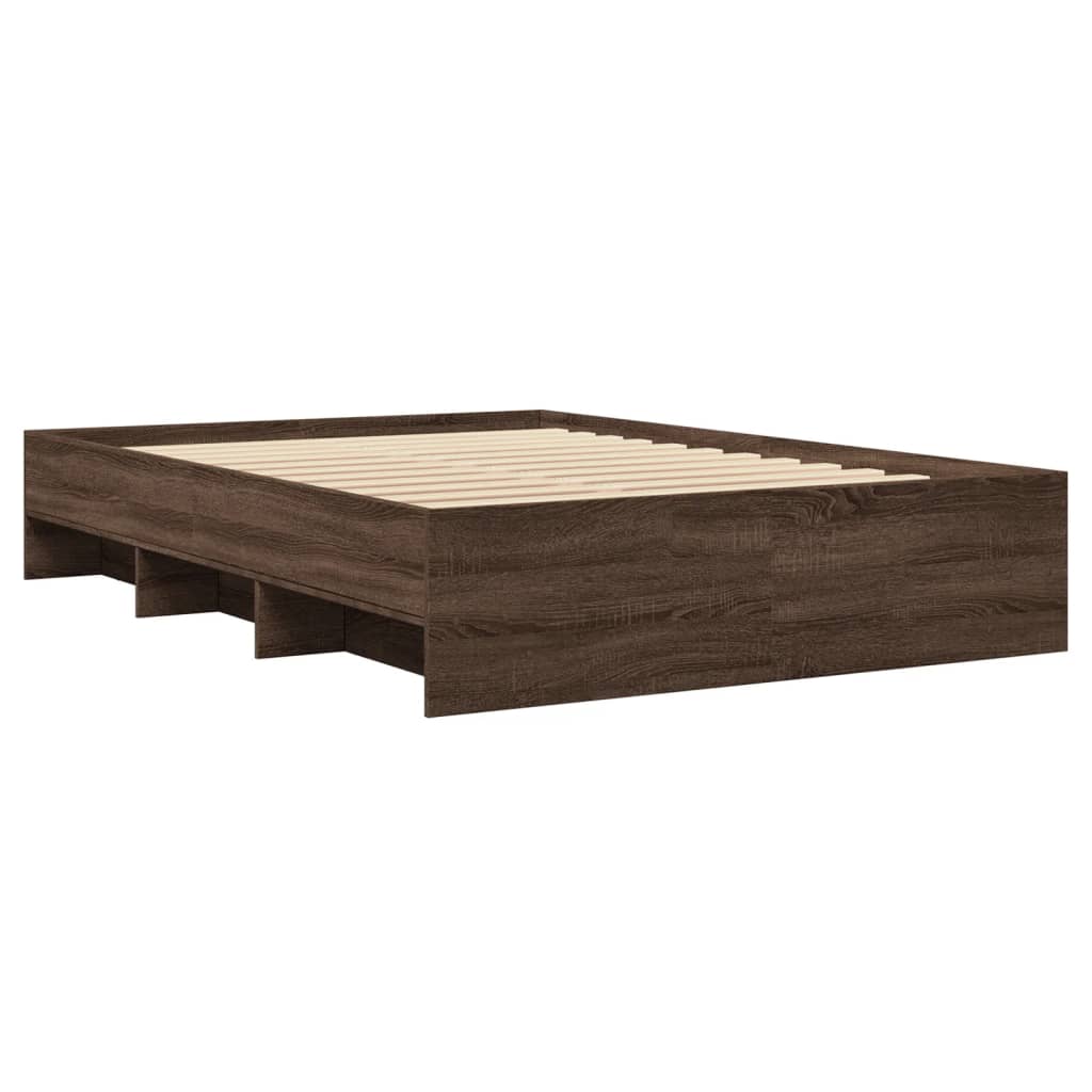 vidaXL Bed Frame | Brown oak | Engineered wood | Double | Bed Frame