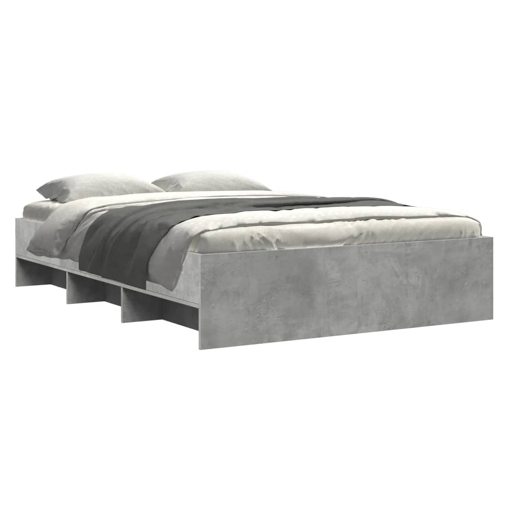 vidaXL Bed Frame without Mattress Concrete Grey 135x190cm Engineered Wood