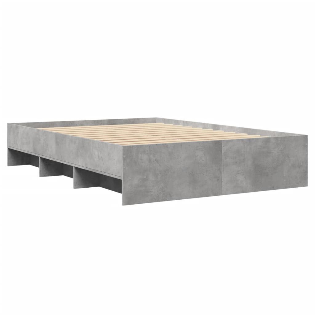 vidaXL Bed Frame without Mattress Concrete Grey 135x190cm Engineered Wood