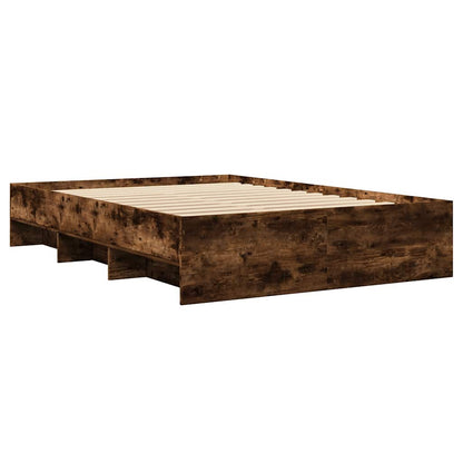 vidaXL Bed Frame without Mattress Smoked Oak 135x190 cm Double Engineered Wood