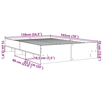 vidaXL Bed Frame without Mattress Smoked Oak 135x190 cm Double Engineered Wood