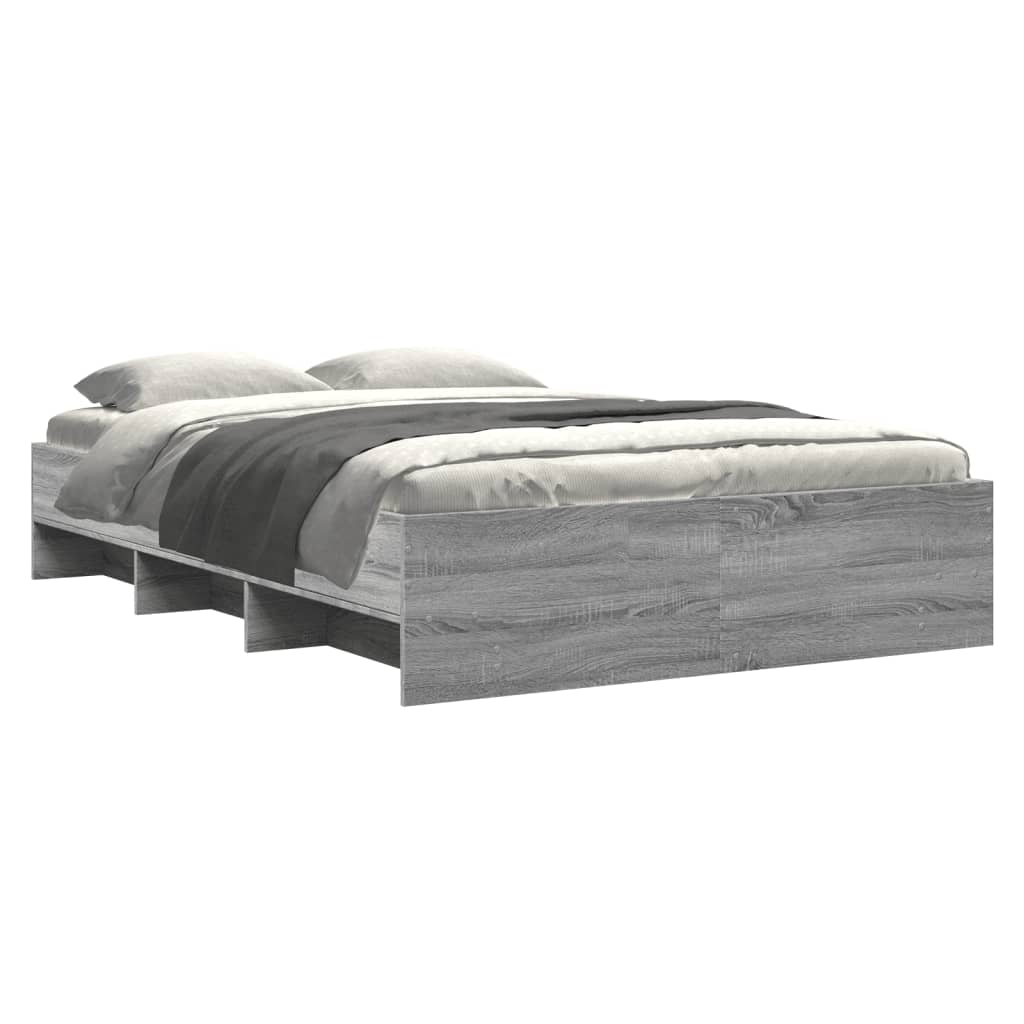 vidaXL Bed Frame without Mattress Grey Sonoma 135x190 cm Double Engineered Wood