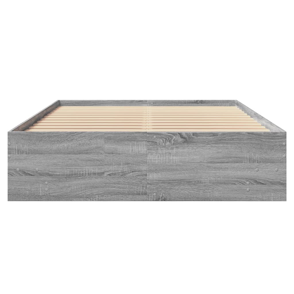 vidaXL Bed Frame without Mattress Grey Sonoma 135x190 cm Double Engineered Wood
